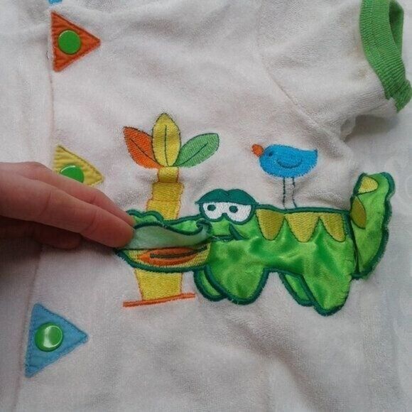 Make A Splash Baby Swim Coverup Terrycloth Hood Size 12M White GreenYellow Gator - Picture 2 of 7